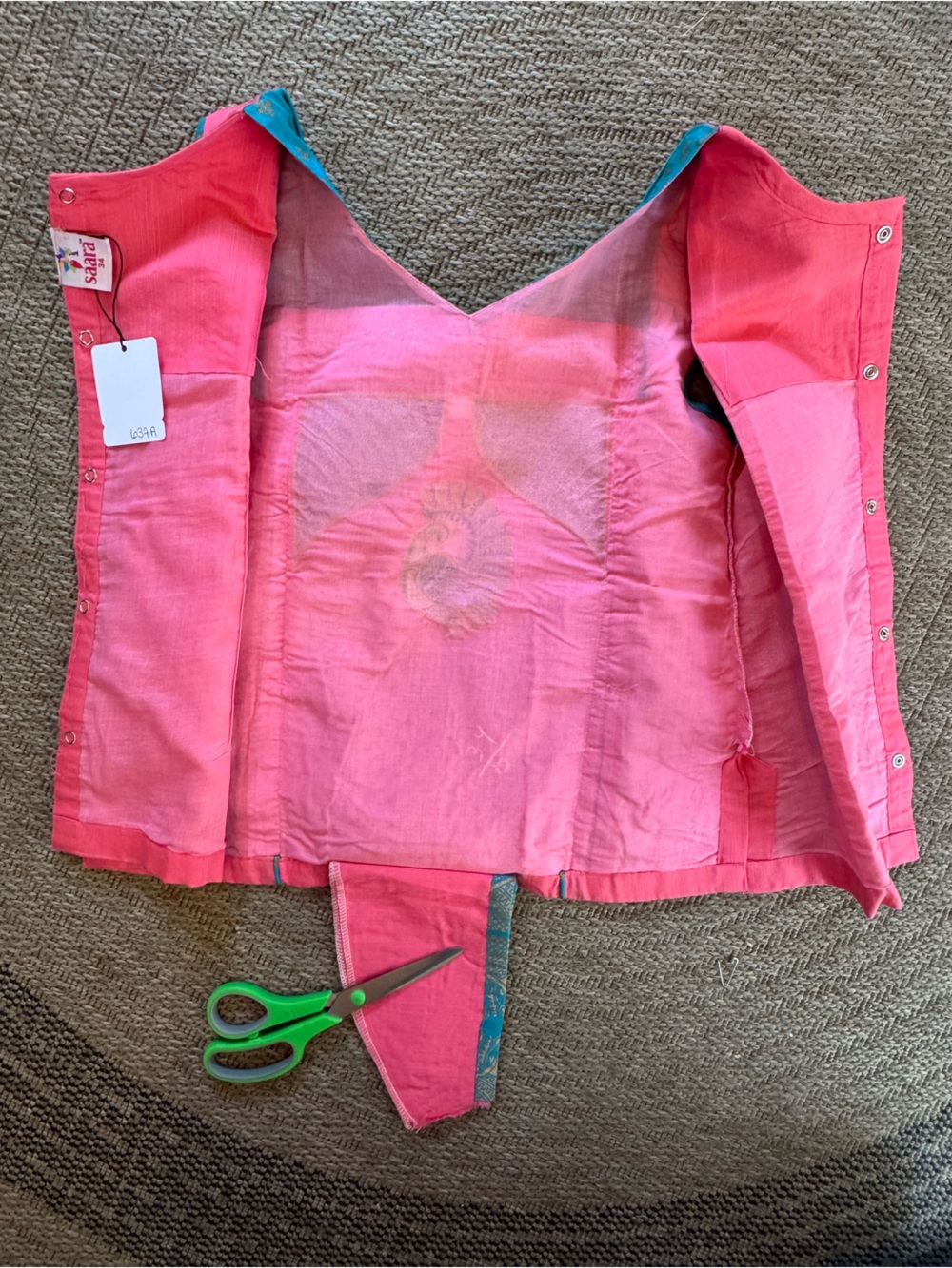 Kid Saara Pattu Pavadai Sattai Choli top Mayil Peacock Rani pink teal size 34 12 - Picture 9 of 15